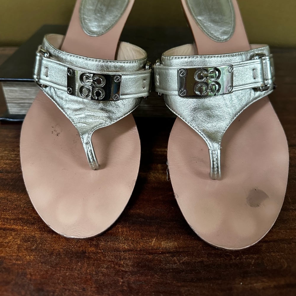 Coach gold kitten heel sandals